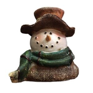 Charming Snowman Figurine with Green Scarf